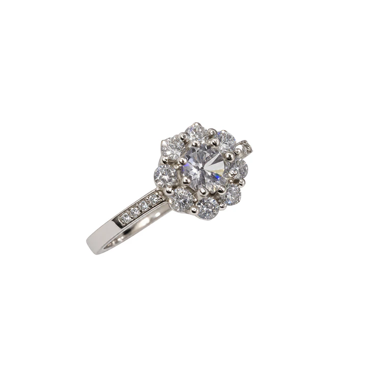 Anillo Plata Esterlina 925 Medio Riel Flor Circón 2