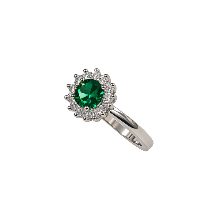 Anillo Plata Esterlina 925 Girasol Esmeralda Circón 1