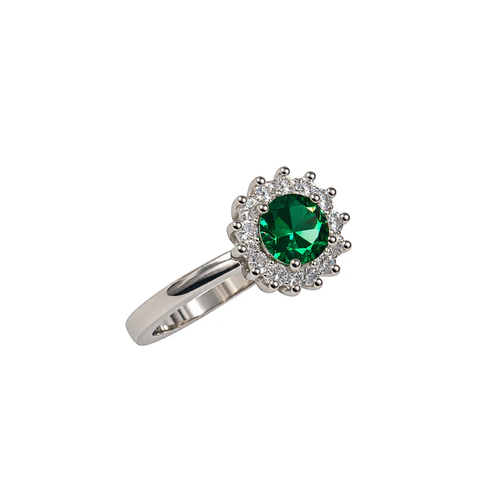 Anillo Plata Esterlina 925 Girasol Esmeralda Circón 2