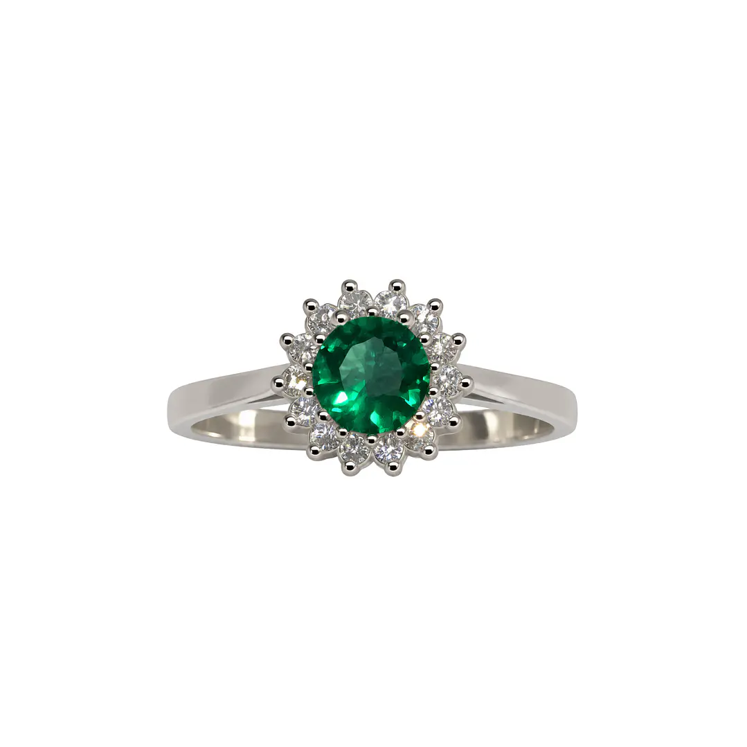 Anillo Plata Esterlina 925 Girasol Esmeralda Circón 3