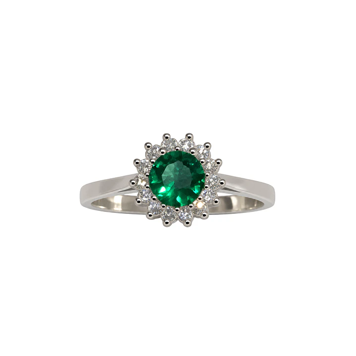 Anillo Plata Esterlina 925 Girasol Esmeralda Circón 3