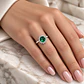 Anillo Plata Esterlina 925 Girasol Esmeralda Circón - Miniatura 4