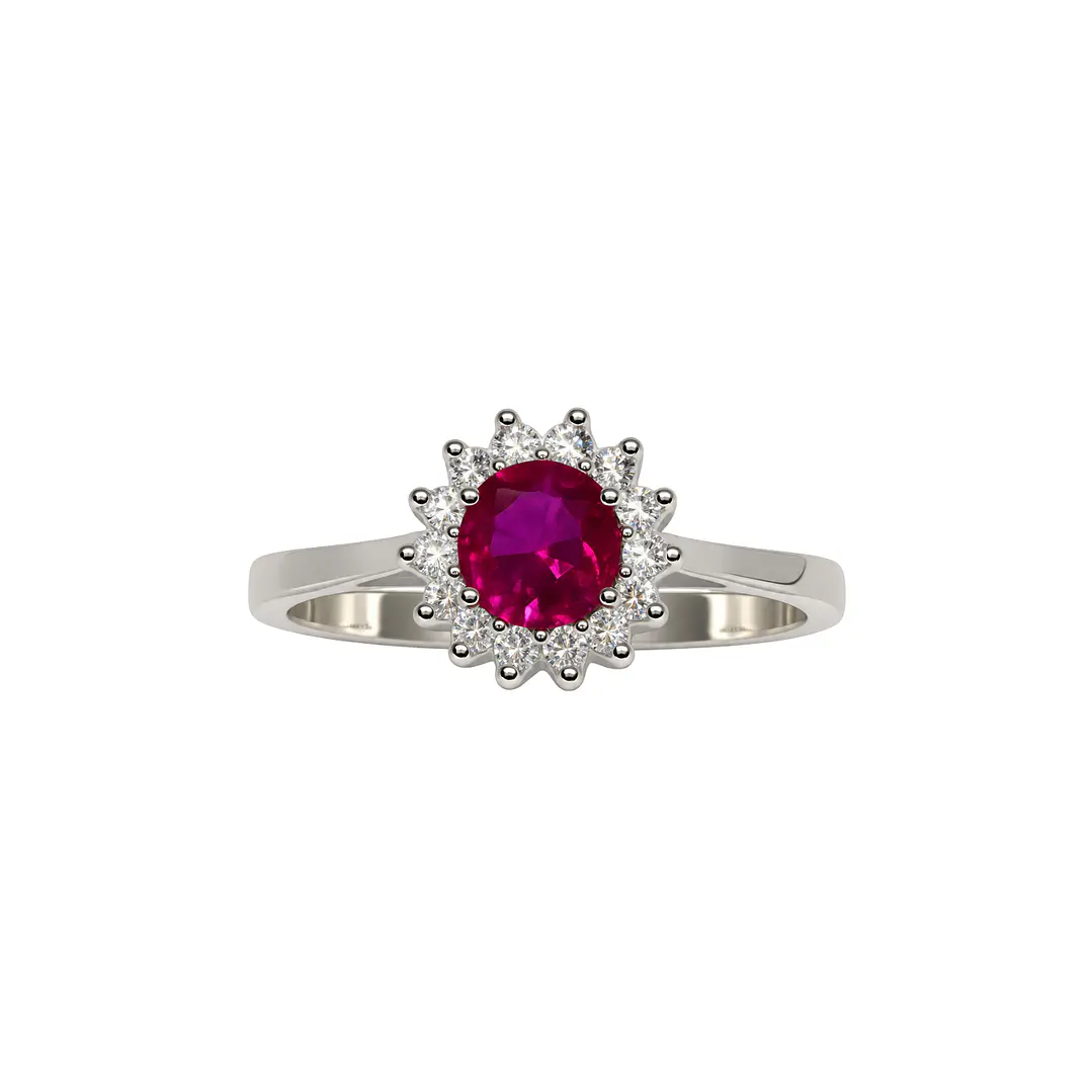 Anillo Plata Esterlina 925 Sol Botón Rubí Circón 3
