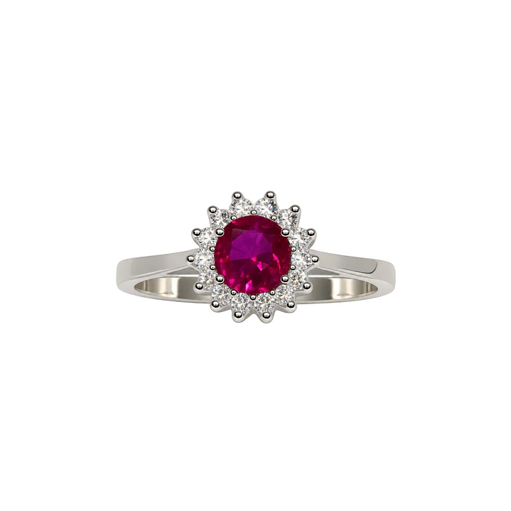 Anillo Plata Esterlina 925 Sol Botón Rubí Circón 3