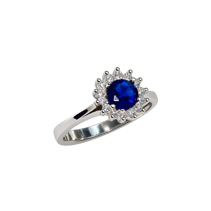 Anillo Plata Esterlina 925 Botón Zafiro Circón 2