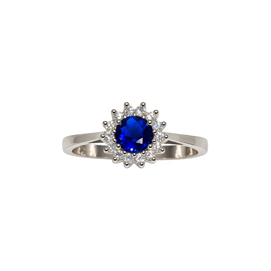 Anillo Plata Esterlina 925 Botón Zafiro Circón 3