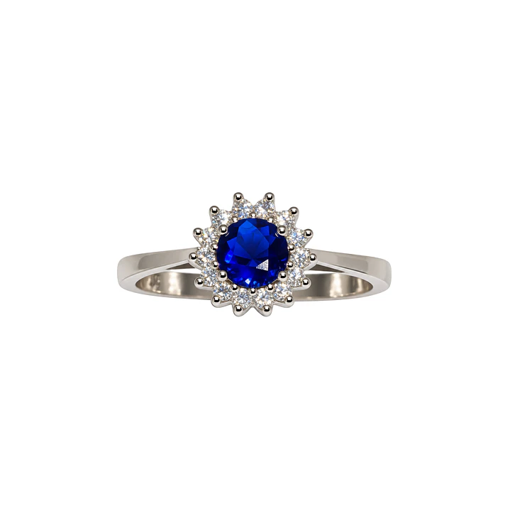 Anillo Plata Esterlina 925 Botón Zafiro Circón 3