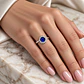 Anillo Plata Esterlina 925 Botón Zafiro Circón - Miniatura 4