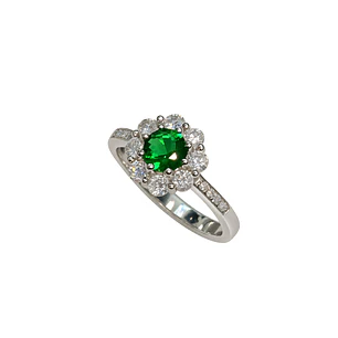 Anillo Plata Esterlina 925 Flor Esmeralda Circón