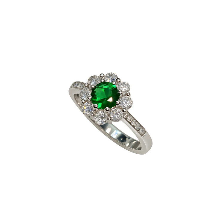 Anillo Plata Esterlina 925 Flor Esmeralda Circón 1
