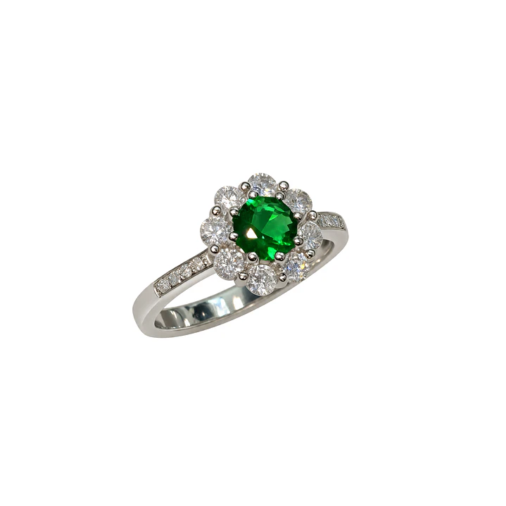 Anillo Plata Esterlina 925 Flor Esmeralda Circón 2