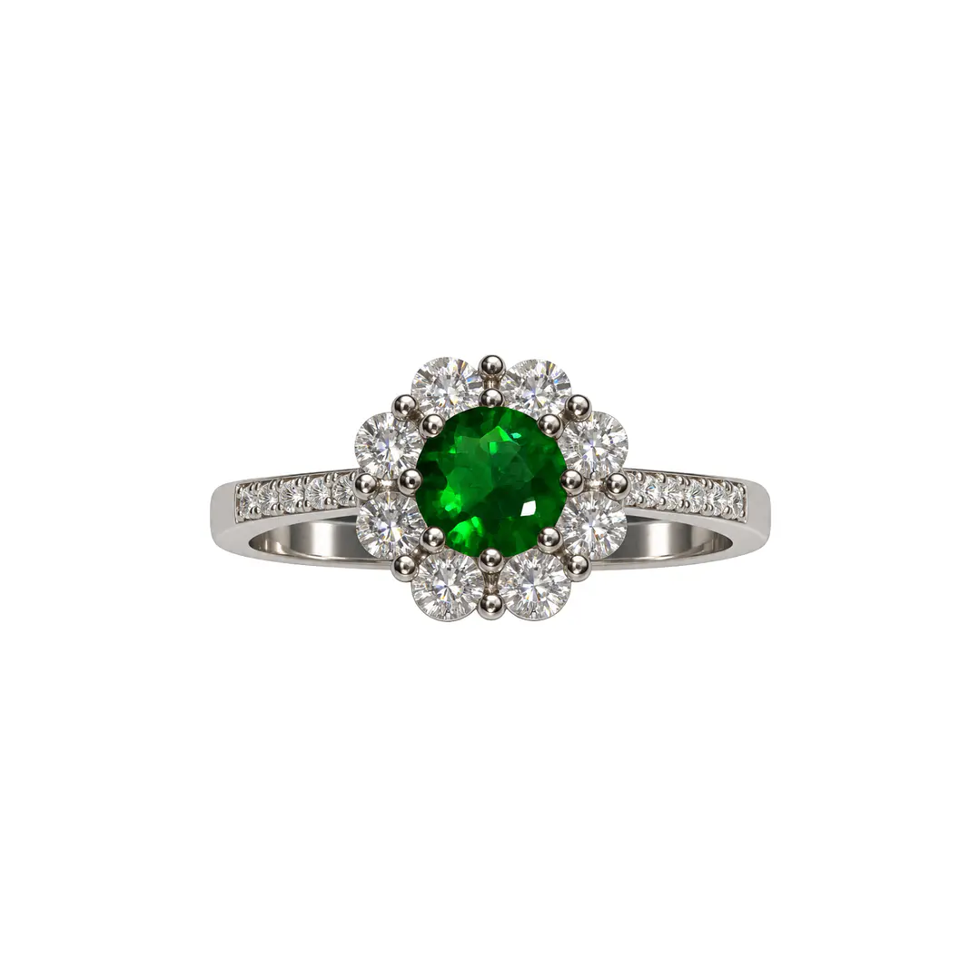 Anillo Plata Esterlina 925 Flor Esmeralda Circón 3