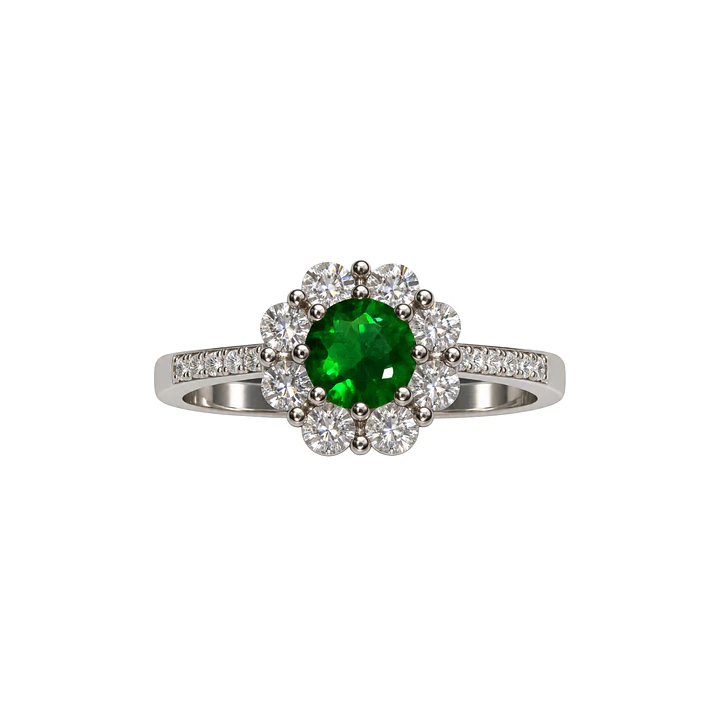 Anillo Plata Esterlina 925 Flor Esmeralda Circón 3