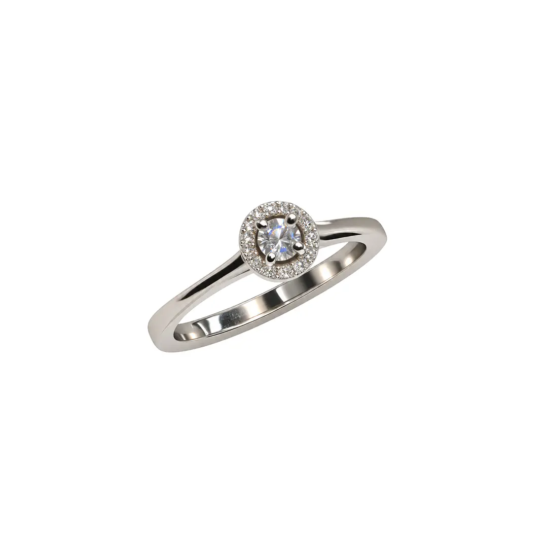 Anillo Plata Esterlina 925 Circón Botón Plata 2