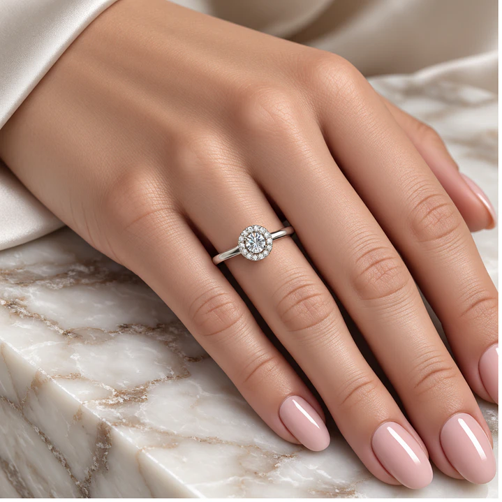 Anillo Plata Esterlina 925 Circón Botón Plata 4
