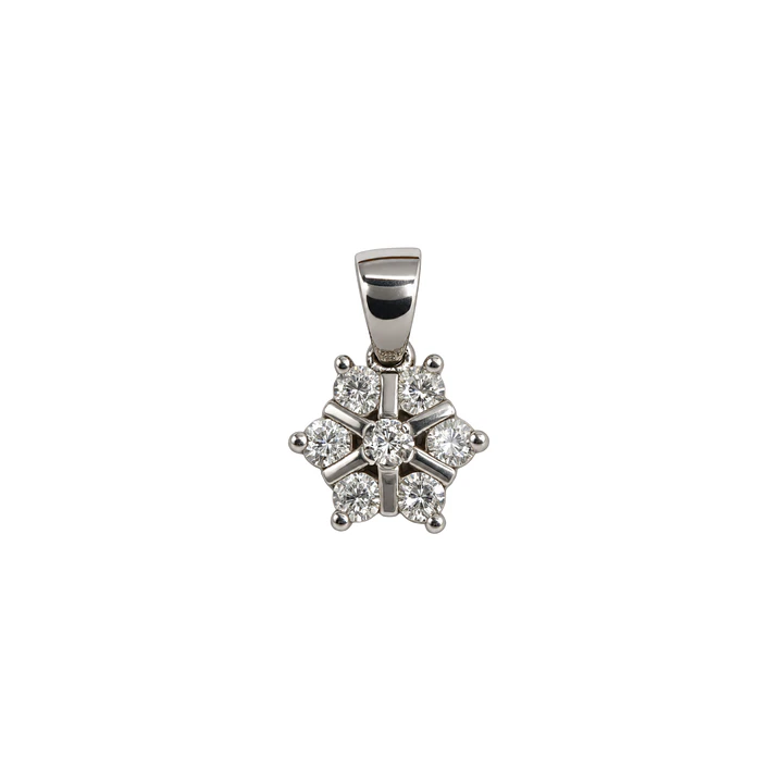 Colgante de Plata Esterlina 925 Copo Nieve 7 Circon 1