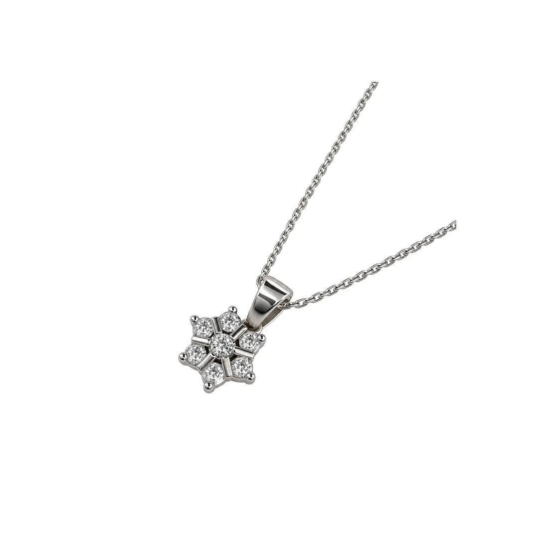 Colgante de Plata Esterlina 925 Copo Nieve 7 Circon 2