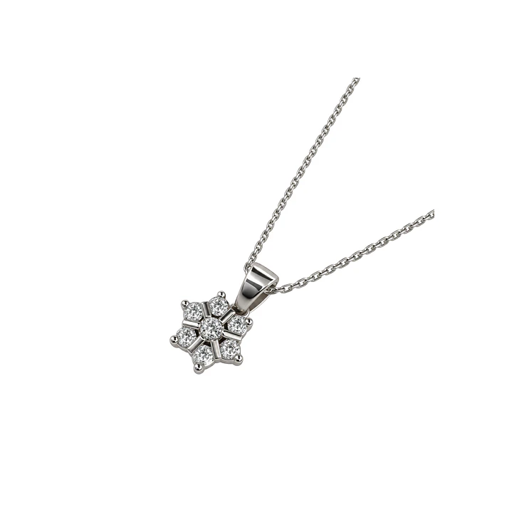 Colgante de Plata Esterlina 925 Copo Nieve 7 Circon 2