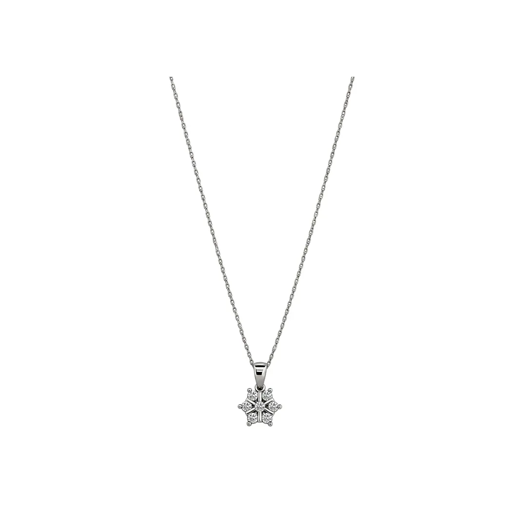 Colgante de Plata Esterlina 925 Copo Nieve 7 Circon 3