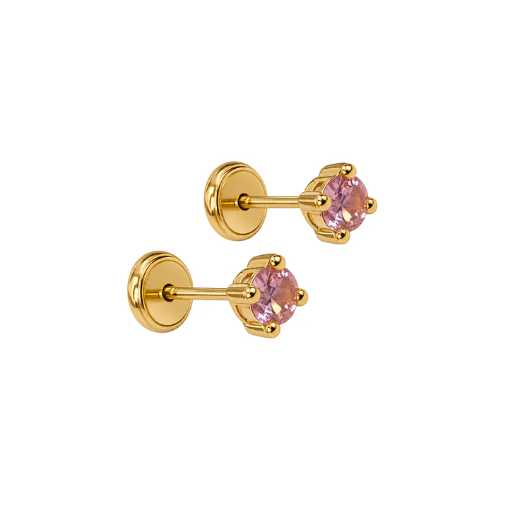 Aros de Oro Amarillo 9kt Rosa Francia 3,5mm 2
