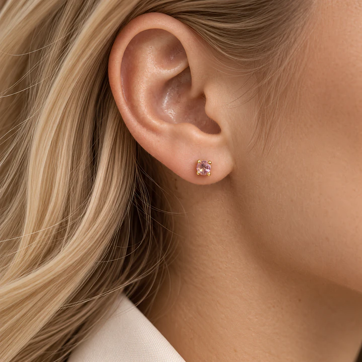 Aros de Oro Amarillo 9kt Rosa Francia 3,5mm 4