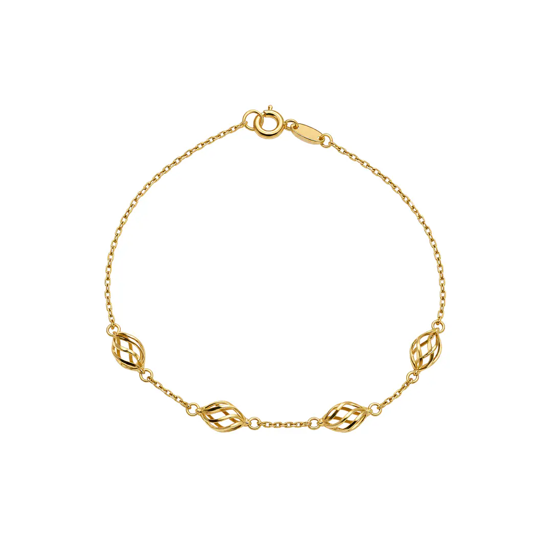 Pulsera de Oro Amarillo 18kt Ovalos Intercalados 1