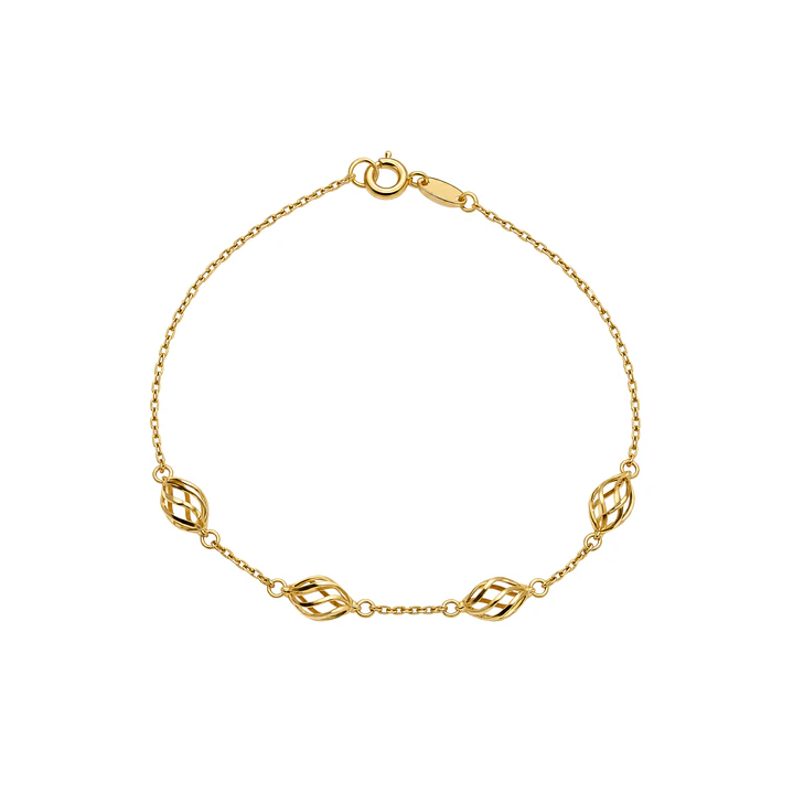 Pulsera de Oro Amarillo 18kt Ovalos Intercalados 1