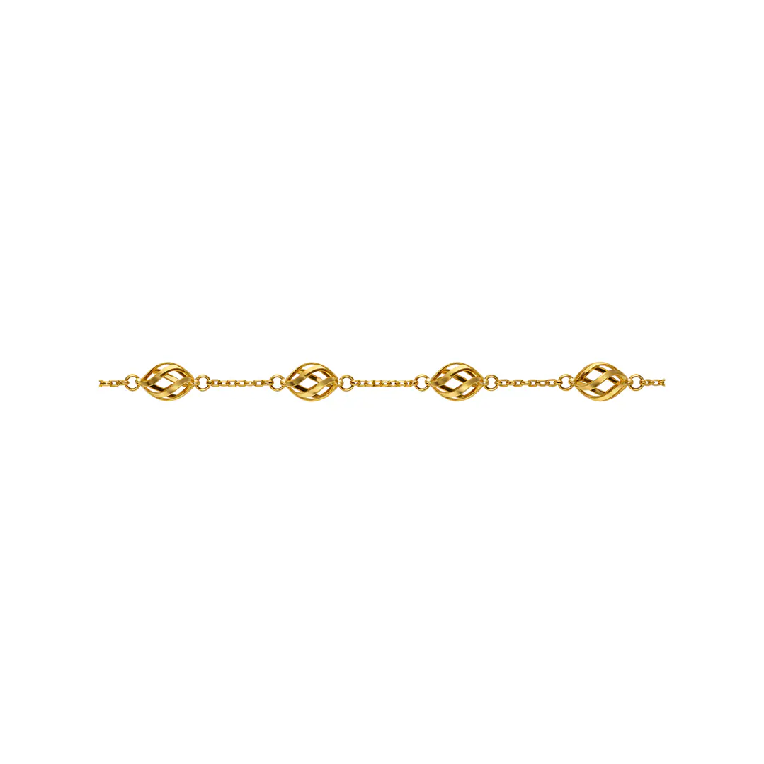 Pulsera de Oro Amarillo 18kt Ovalos Intercalados 2