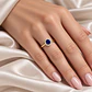 Anillo de Oro Amarillo 18kt Zafiro Boton Circon Halo - Miniatura 4