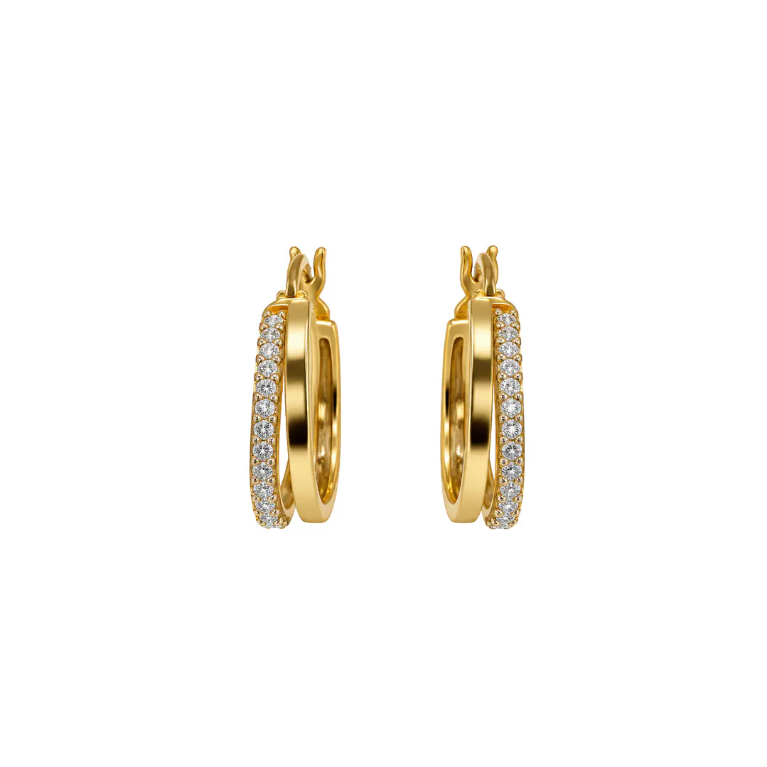 Aros de Oro Amarillo 18kt Argolla Bicolor Circon 3
