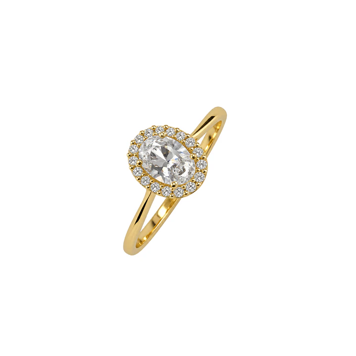 Anillo de Oro Amarillo 18kt Circon Central Boton 1