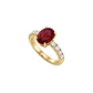Anillo Compromiso Oro Amarillo 18kt Personalizado 8 Diamantes 5 Puntos Rubi Central 3,69 Quilates - Miniatura 2