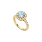 Anillo Compromiso Oro Amarillo 18kt Personalizado 34 Puntos Diamantes Aguamarina Central - Miniatura 2