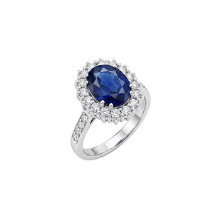 Anillo Compromiso Platino 750 Diamante 36 Puntos Totales Zafiro Broche 2,3 Quilates