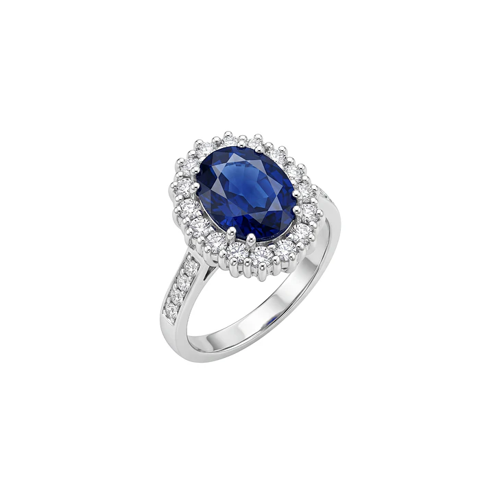 Anillo Compromiso Platino 750 Diamante 36 Puntos Totales Zafiro Broche 2,3 Quilates 1