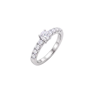 Anillo Compromiso Platino 750 Diamante Central 35 Puntos Medio Cintillo Diamantes 4,4 Puntos