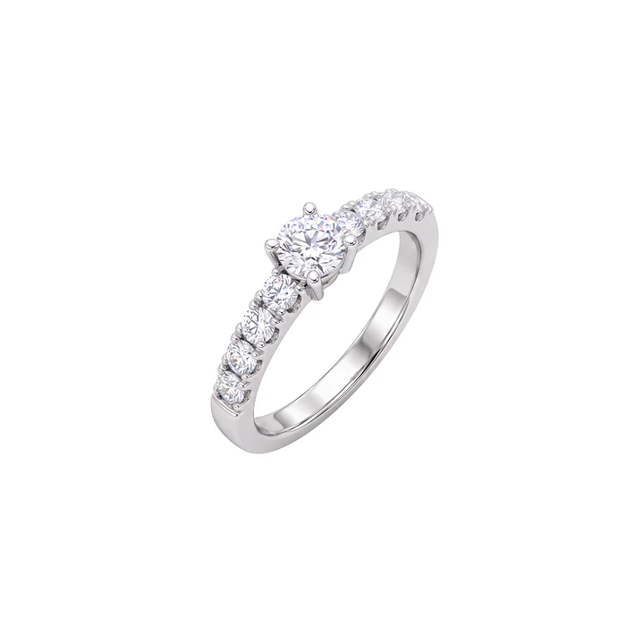 Anillo Compromiso Platino 750 Diamante Central 35 Puntos Medio Cintillo Diamantes 4,4 Puntos 1