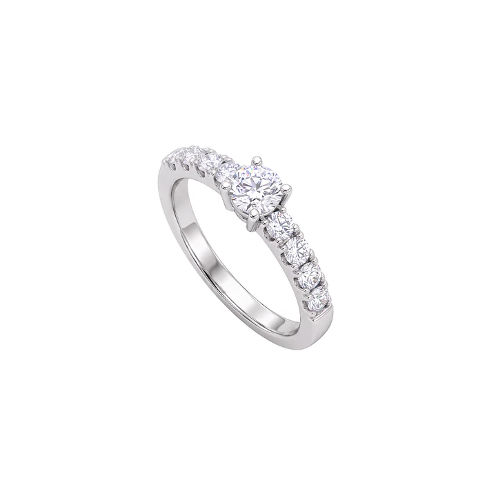Anillo Compromiso Platino 750 Diamante Central 35 Puntos Medio Cintillo Diamantes 4,4 Puntos 2