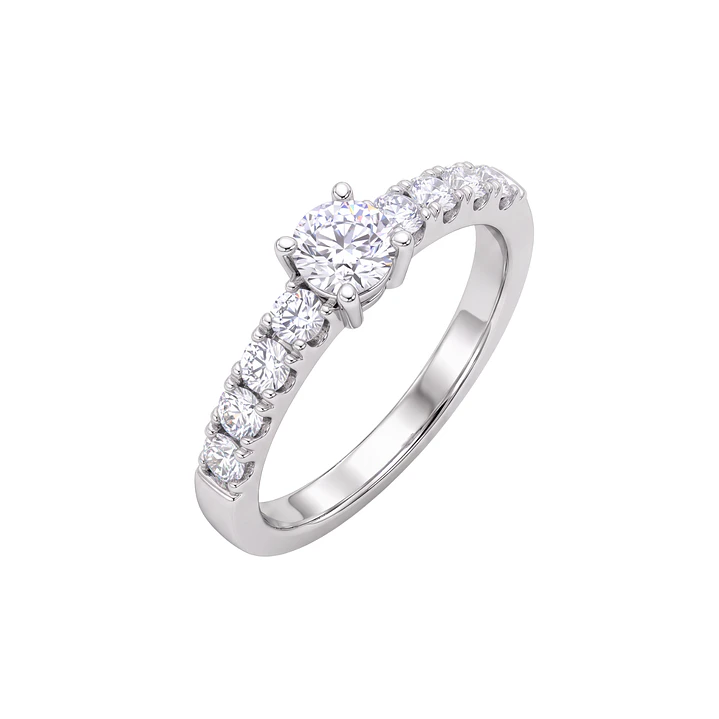 Anillo Compromiso Platino 750 Diamante Central 35 Puntos Medio Cintillo Diamantes 4,4 Puntos 3