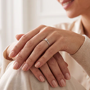 Anillo Compromiso Oro Blanco 18kt Solitario Diamante 45 Puntos