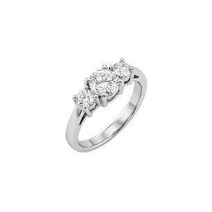 Anillo Compromiso Platino 750 Personalizado Trio Diamantes Oval 90 Puntos