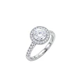 Anillo Compromiso Platino 750 Personalizado Diamante Halo 1 Quilate Medio Riel 46 Puntos