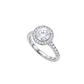 Anillo Compromiso Platino 750 Personalizado Diamante Halo 1 Quilate Medio Riel 46 Puntos - Miniatura 2