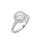 Anillo Compromiso Platino 750 Personalizado Diamante Halo 1 Quilate Medio Riel 46 Puntos - Miniatura 3