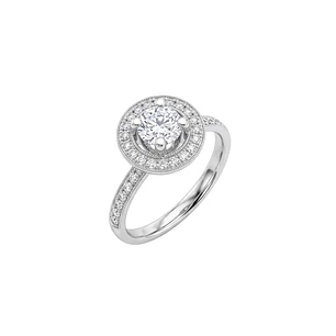 Anillo Compromiso Platino 750 Personalizado Saturni Diamante Laboratorio Central 40 Puntos Medio Riel Diamantes 42 Puntos