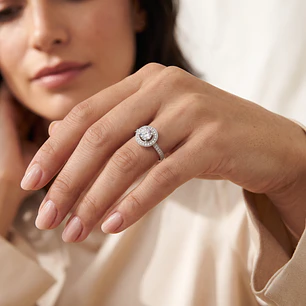 Anillo Compromiso Platino 750 Personalizado Saturni Diamante Laboratorio Central 40 Puntos Medio Riel Diamantes 42 Puntos