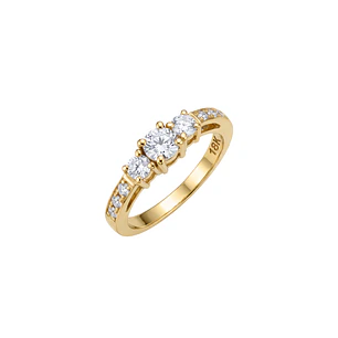 Anillo Compromiso Oro Amarillo 18kt Personalizado Trio Brillantes 52 Puntos Total