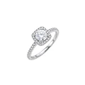 Anillo Compromiso Oro Blanco 18kt Diamante Enmarcado 54 Puntos Medio Cintillo Diamante 17 Puntos