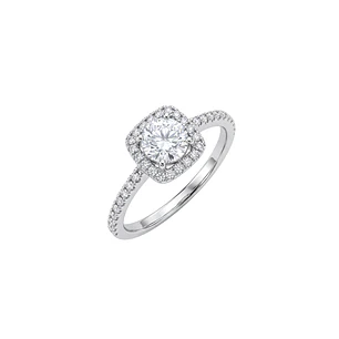 Anillo Compromiso Oro Blanco 18kt Diamante Enmarcado 54 Puntos Medio Cintillo Diamante 17 Puntos