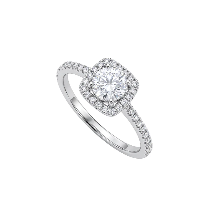 Anillo Compromiso Oro Blanco 18kt Diamante Enmarcado 54 Puntos Medio Cintillo Diamante 17 Puntos 2
